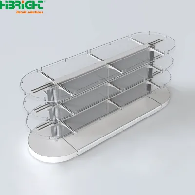 Modern Retail Display Rack Double Sided Counter Display Stand Optional LED Backlight For Shop Supermarket