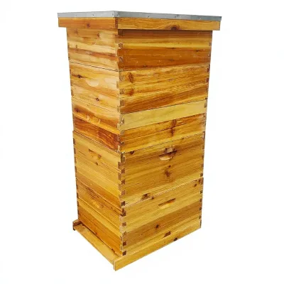 Beeswax Coated 5-Layer Langstroth Beehive Starter Kit 2 Deep/3 Medium/3 Super Boxes 10-Frame Wax-Dipped Wood Metal Top Cover