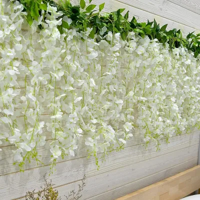 Artificial Wisteria Vine Garland for Indoor Outdoor Hanging Trailing Flower Decoration for Wedding Party Christmas Ceremonies