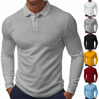 American Style Spring Autumn Thin Men's Quick-dry Breathable Long-sleeve Polo Golf Casual T-shirt