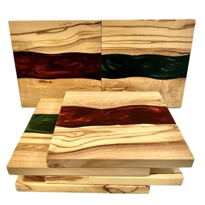 Luxury square Live Wood Resin Drink coaster Wooden Coster Premium Wood Resin coaster