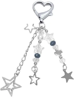 Y2k Fashion Keychain Flower Star Love Bow Strawberry Pendant Acrylic Key Chain Student Women Bag Backpack Keychain Accessories