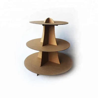 3-Tier Disposable Eco-Friendly Cardboard Round Gold White Silver Afternoon Wedding Cupcake Display Stand for Dessert