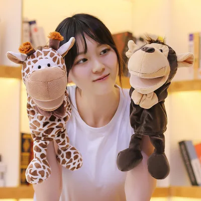 New Animal Finger Puppet Large Plush Animal Hand Puppet Children's Toys Monkey Cow Duck Elephant Role Play Toy