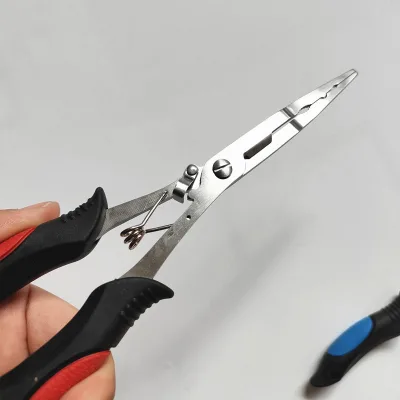 Stainless Steel Long Flat Needle Nose Pliers for Fishing Lure Function Remove Hooks Cutting Braided Lines