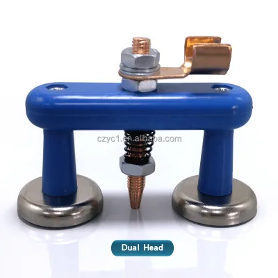 Double/Single Headed Magnetic Welding Ground Clamp for Electric Welder with 165A Rated Output Current and 11mm Diameter