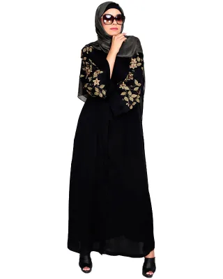 Dubai Women's Modest Islamic Clothing Simple Solid Color Kaftan Dress Ruffles Pleats Ruched Digital Inspired Abaya Turkey