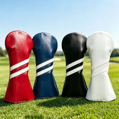 Factory Direct Premium Pu Golf Headcover Set Red/Navy Golf Driver Fairway Wood Hybrid Headcover Set With Number Tags