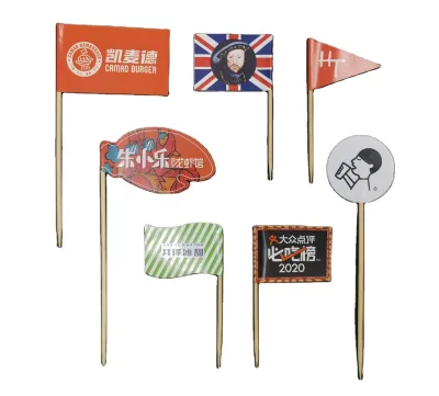 Decoration Custom Printed Recyclable Hamburger Sandwich Deli Food LOGO Label Sticks Burger Flag