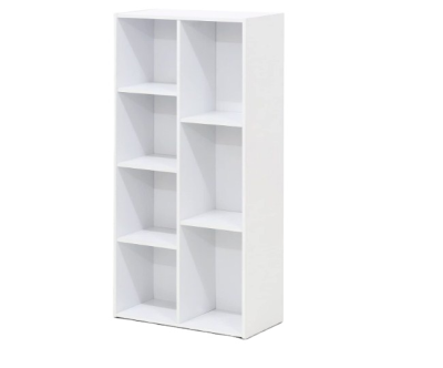 7-cube White Color Wood Shallow Bookcase/book Storage/bookshelf