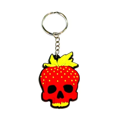 Wholesale 2d /3d Custom Shaped Soft Rubber Keyring Funny Design Fruit Skeleton Pvc Halloween Theme Keychain With Your Logo Name