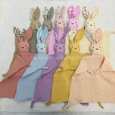 Gauze Baby Rabbit Animal Soothing Towel Baby Bedding Double-layer Printed Comforter Sleep With the Baby Toys