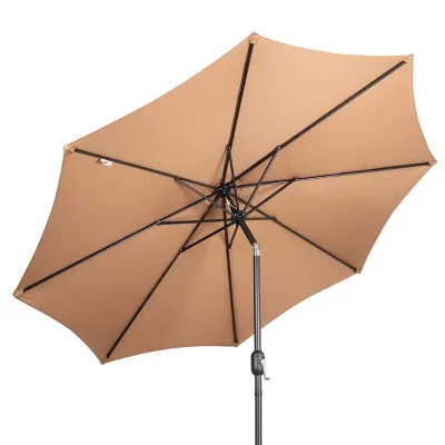 Multifunctional UV Resistant for Urban Park Waterproof,Waterproof Patio Umbrellas with Wind Vents and Solar Lights/