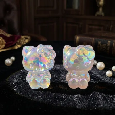 Wholesale Aura Angel Colorful Cat Carvings Healing Crystal Cats Statues for Gift