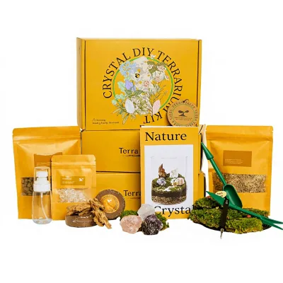DIY Rustic Crystal Terrarium Kit-All-In-One Starter Kit Preserved Moss Crystals Coconut Coir | Gift-Ready Packaging for