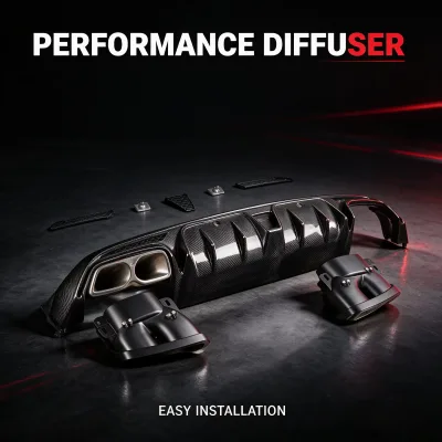 2014-2016Year C Class W205 C63 Carbon Fiber Rear Diffuser With Tips for C63 Upgrade B700 Style Rear Bumper Lips