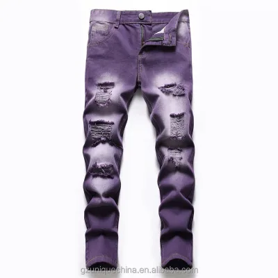 Hot Sale Custom Logo Jeans Pants for Boy Straight Rigid Denim Jeans Mens Ripped Jean