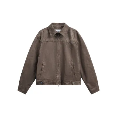 Men's Plus Size American Style Trendy Brand 2025 Autumn New Regular Suede Zipper Vintage Distressed Jacket
