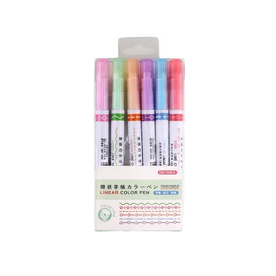 New Arrival Custom 6-Pcs/set Colored Highlighter Markers School Drawing Stationery Art Set for Kids
