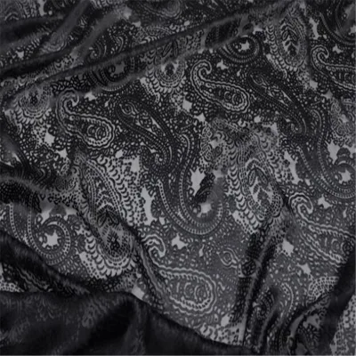 High Quality Ready Goods Classical Black Paisley Plain Color Opal Silk Burn Out Fabric for Elegant Lady Dyed Tippet Sari