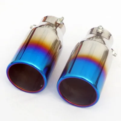 High Performance Stainless Steel Blue Burnt 51-127mm Inlet Dual Resonated Exhaust Tip 63-127mm Outlet 1.2-1.5mm Thickness