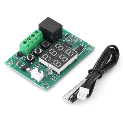 Dual Display Digital Thermostat High Precision Temperature Control Switch DC-12V -50-+110F Wall Mount
