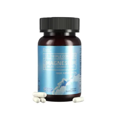 Triple Magnesium Complex 300mg of Magnesium Glycinate Malate Citrate for Muscles Nerves Energy High Absorption 90 Capsules