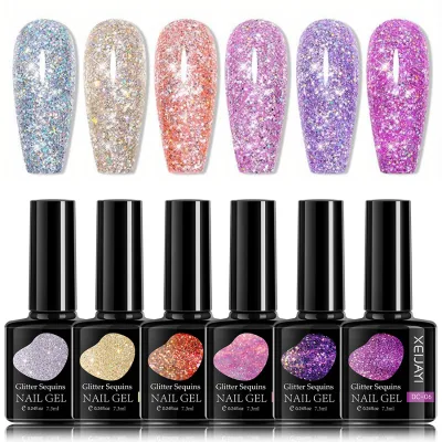 2024 New Arrival Professional Nail Salon Use Super Shiny Mixed Sequins Slices Glitter UV/Led Gel Nail Polish