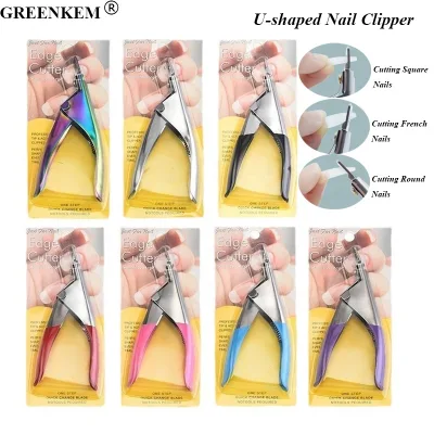 7 Colors French Nail Clippers Stainless Steel U Shaped Cardboard Packaging Nail Scissors