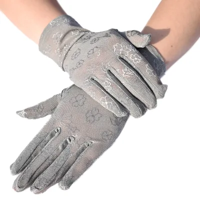 HZS-26004 Fashion Women's Breathable Mesh Lace Flower Bridal Gloves