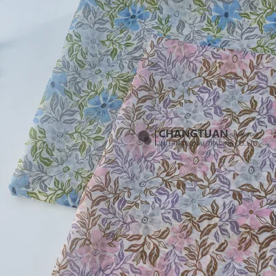 Premium Nylon Blended Fabric Floral Print Material Fabric for Women Clothing