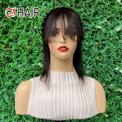 GS Wholesale Bang Pieces Human Hair Natural Straight With Bangs Clip in Extension Hairpiece Toupee for Black Women