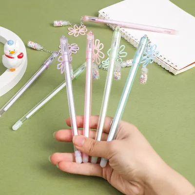 Little Fresh Daisy Drifting Bottle Gel Pen Pendant Cute Stationery Wholesale Girl Kawaii Writing Pens School Supplies