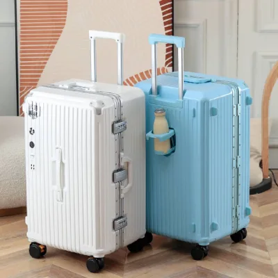 Cup Holder Luggage Set Telescopic Handle 20/24/28 Inch ABS+PC Silent Wheels Business Travel Suitcase OEM