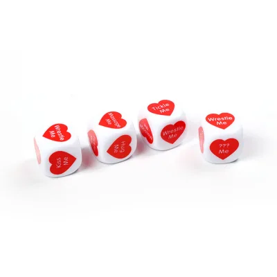 Wholesale Custom Acrylic White Red Heart Love Six-Sided Couple Party Game Dice for Romantic Gifts
