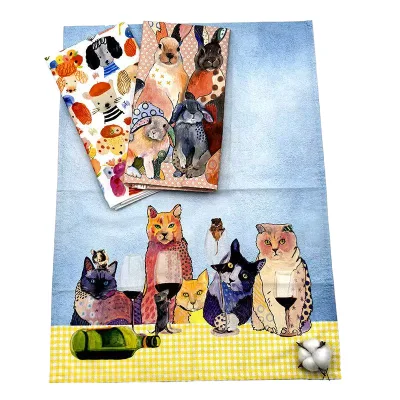 Printed Rectangular Home Kitchen Dish Towel FDA Food Contact BSCI Audited Factory Quick Dry Sports Towels OEM Supplier Brands