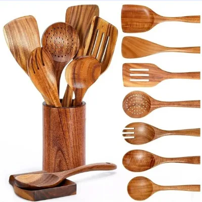 Acacia Wooden Non-stick Non-slip Heat-resistant Pot Shovel Cooking Shovel Salad Fork Colander Soup Spoon Kitchen Set