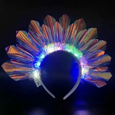 LED Light up Headband Luminous Flash Glowing Crown Hair Accessories Party Festival Costume Tiara Band for Christmas