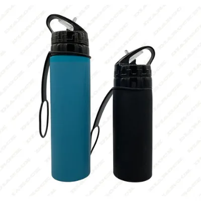 Large capacity Portable handle Silicone foldable sport water bottle Health and safety