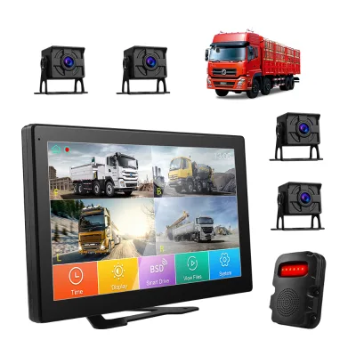 4 Channel Truck BSD Backup Camera System with 10'' IPS Monitor-Waterproof , Night Vision, Loop Recording for Commercial Vehicles
