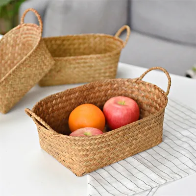 Wicker Baskets Italy Natural Rattan Clothes Bucket Bamboo Basket Storage Box Caddy Diaper Felt Seagrass Belly With Plastic