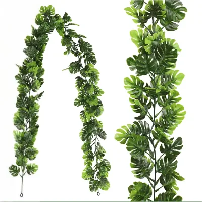 Artificial PE Material Climbing Vines Grape Ivy Monstera Leaves Green Ceiling Decor Graduation Indoor Plant
