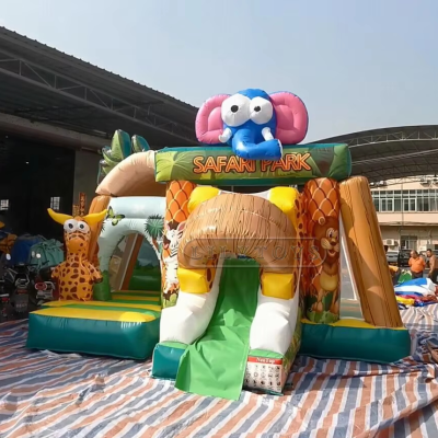 PVC Type Animal Theme Inflatable Bouncer, Bouncy Castle and Slide Combo for Kids