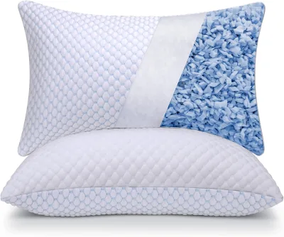 Free Sample - Double-Sided Gel Bed Pillow with Cooling and Bamboo Cover Filling Adjustable Shredded Memory Foam for Hot Sleepers