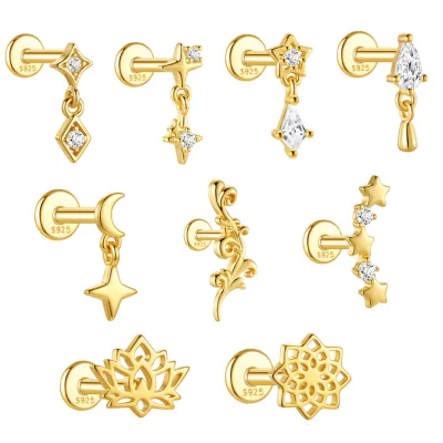 S925 Sterling Silver Geometric Thread Ear Studs Hot Selling Versatile Ear Accessories Piercing Jewelry