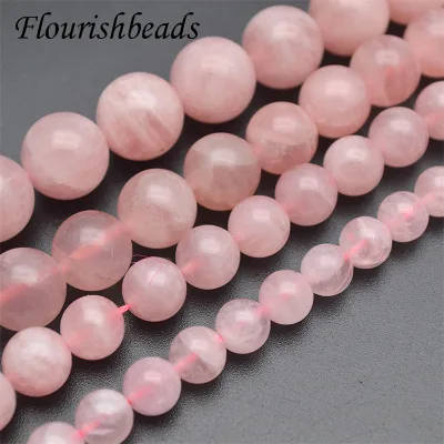 Natural Gemstone Round 8mm 10mm 12mm 14mm Healing Madagascar Rose Quartz Stone Beads for DIY Jewelry Necklace Bracelet Making