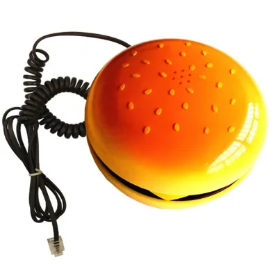 Cute Emulational Cheeseburger Hamburger Telephone Wire Landline Phone Table Desk Telephone for Home Office Decoration