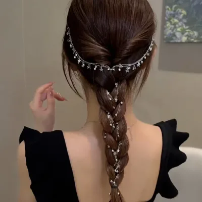 European and American Star Tassel Hair Chain Braided Hair Headdress High-end Ponytail Hair Clip