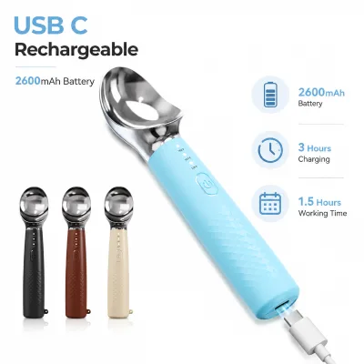 USB C Heated Ice Cream Scooper With 120F 140F 160F Settings for Hard Ice Cream Dessert Shop Kitchen Gift Retail Use