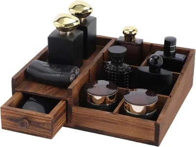 wood box for perfume glass perfume bottle wooden lid with box Adjustable Partition fancy wood cologne boxes